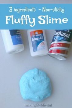 Diy, Slime No Glue, Slime For Kids, Diy Slime Recipe, Sticky Slime, Slime With Shaving Cream, Slime Ingredients, Fluffy Slime Ingredients, Homemade Slime