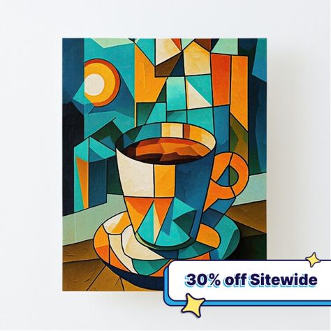 Art Lessons, Canvas Art, Small Canvas Art, Surrealism Painting, Cubist Paintings, Coffee Cup Art, Easy Abstract Drawing, Coffee Painting, Abstract Drawings