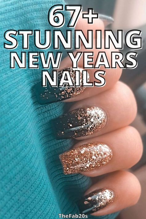 New Years Nails Glitter, Manicures, New Years Nail Designs, Nails For New Years, New Years Nail Art, New Years Eve Nails, New Year Nail Art, Nails For January, January Nail Designs