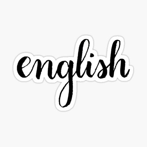 English Stickers | Redbubble English Notebook Cover Design, English Stickers, Acknowledgments For Project, English Diary, Brush Lettering Font, Fonts Website, Types Of Fonts, Cover Page For Project, Book Cover Page Design