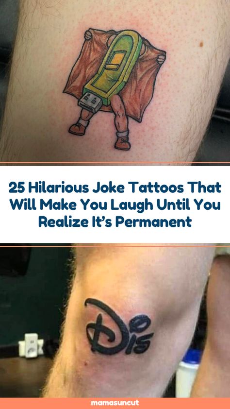 25 Hilarious Joke Tattoos That Will Make You Laugh Until You Realize It's Permanent Have you pondered the nature of regret lately? Here are some very funny joke tattoos that you won't believe exist permanently on someone's body. 1/19 Queen, Preppy Style, Tattoos, Funny Tattoo Quotes, Dumbest Tattoos, Funny Tattoos, Sorry Mom Tattoo, Terrible Tattoos, Minimal Tattoo