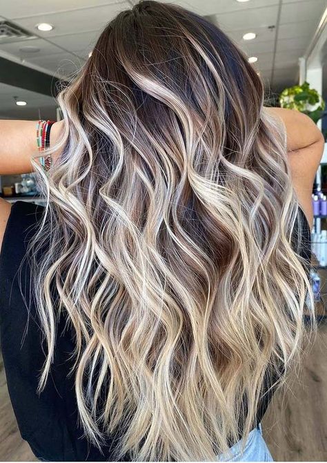 Gorgeous Balayage Hair Color Highlights for Girls to Try in 2021 | Stylezco Balayage, Brunette To Blonde, Brunette With Blonde Highlights, Blonde With Dark Roots, Dark Brown Blonde Balayage, Dark To Blonde Balayage, Dark Brown To Blonde Balayage, Brunette With Balayage, Brown To Blonde Balayage