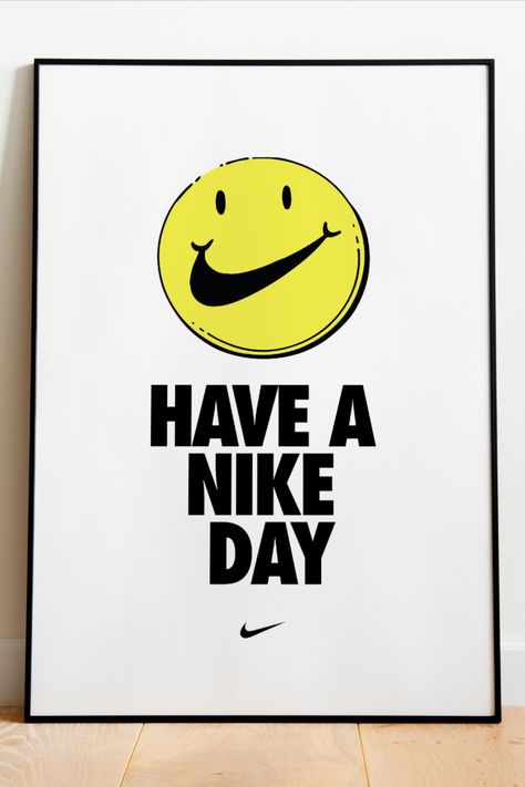 Check out this vintage Have a Nike Day Poster - Nike Smiley Wall Art Print - Poster Original Design 🫣 #NikeAirJordan1 #Sneakerhead #VintagePoster #AirJordan1 #ClassicSneakers #SneakerCollection #SneakerPosters #NikePoster #SneakerArt #WallArt #HomeDecor #OfficeDecor #ManCave #SneakerRoom #RetroSneakers #BasketballShoes #NBA #MichaelJordan #GOAT #Jumpman #Streetwear Design, Nike, Videos, Nike Poster, Nike Art, Sneaker Posters, Sneaker Art, Retro Sneakers, Trendy Wall Art