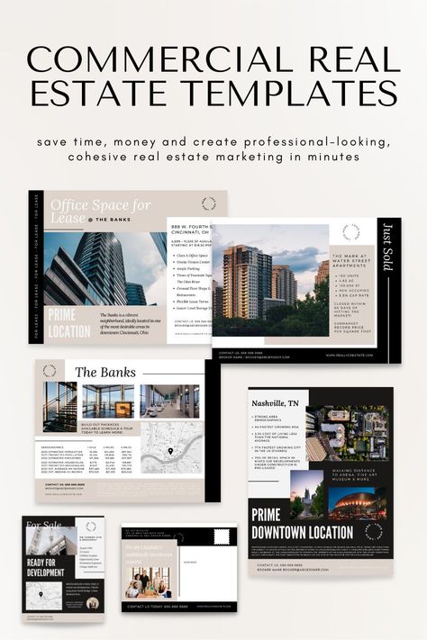 Commercial Real Estate Marketing Templates Real Estate Tips, Commercial, Editorial, Promotion, Real Estate Marketing Design, Real Estate Flyers, Real Estate Lease, Commercial Real Estate Broker, Real Estate Templates