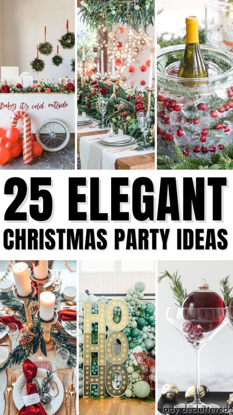 25 Elegant Christmas Party Ideas Diy, Winter, Desserts, Christmas Dinner Party Decorations, Holiday Party Decorations Christmas, Christmas Party Themes, Christmas Party Themes For Adults, Christmas Party Decorations, Christmas Party Ideas For Adults