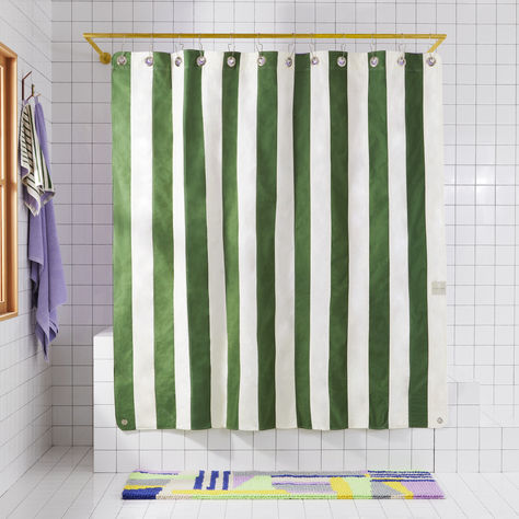 Interior, Exterior, Texture, Architectural Digest, Striped Shower Curtains, Striped Curtains, Colorful Shower Curtain, Green Shower Curtains, Canvas Curtains