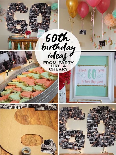 60th birthday party ideas and printables #partylikeacherry #60thbirthday Diy, 60 Birthday Party Ideas, 60th Birthday Party, 65th Birthday Party Ideas, 60th Birthday Party Themes, 60th Birthday Theme, 60th Birthday Ideas For Dad, 60th Birthday Celebration Ideas, 80th Birthday Party