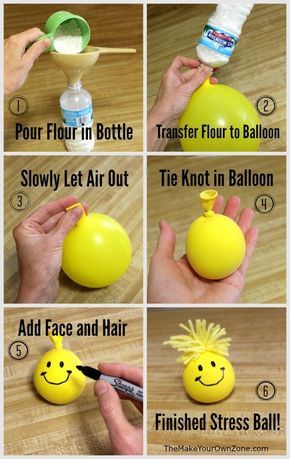 A fun way for kids to get rid of the grumpies - help them make a homemade stress ball for squeezing away those frustrations! Crafts, Pre K, Play, Diy, Diy Stressball, Diy Sensory Toys, Sensory Balloons, Sensory Crafts, Easy Crafts For Teens