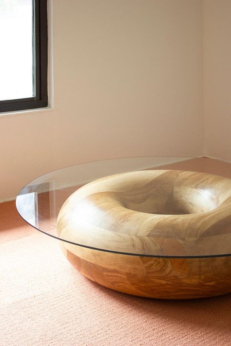 Donut Circular 48-Inch Oak and Glass Coffee Table by Soft-Geometry For Sale at 1stdibs Circular Coffee Table, Coffee Table Wood, Coffee Table Design Modern, Glass Table, Coffee Table Design, Glass Top Coffee Table, Circular Table, Mango Wood Coffee Table, Round Coffee Table