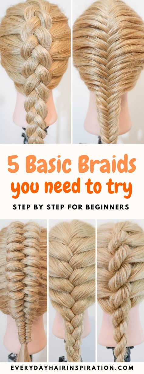 5 Basic Braids For Beginners - Everyday Hair inspiration Plaits, Braiding Your Own Hair, Easy Hairstyles For Long Hair, Braids For Long Hair, Braids, Beautiful Braided Hair, Hairdo For Long Hair, Kids Hairstyles, Curly Hair Styles