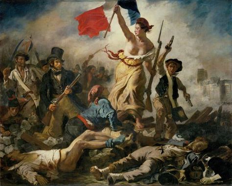 LIBERTY LEADING THE PEOPLE (1830), Eugène Delacroix, France (1798-1863)...  This famous painting is a symbol for the French July Revolution in 1830 and a symbol for France to this day.  #arts #artsforsale #onlinestore #paintings #aartzy History, Opera, Eugène Delacroix, Revolution, Maximilien, Romanticism, Figure It Out, Artist, Louvre