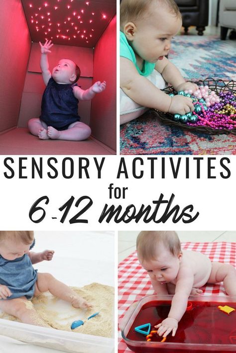 Sensory Activities for babies 6 to 12 months. Great activities to work on your babies fine motor skills too! A few of these are even edible which are always a hit with our little one! Pin and Save! Toddler Activities, Parents, Pre K, Sensory Activities, Montessori, Baby Sensory Play, Baby Learning Activities, Baby Sensory, Infant Sensory Activities