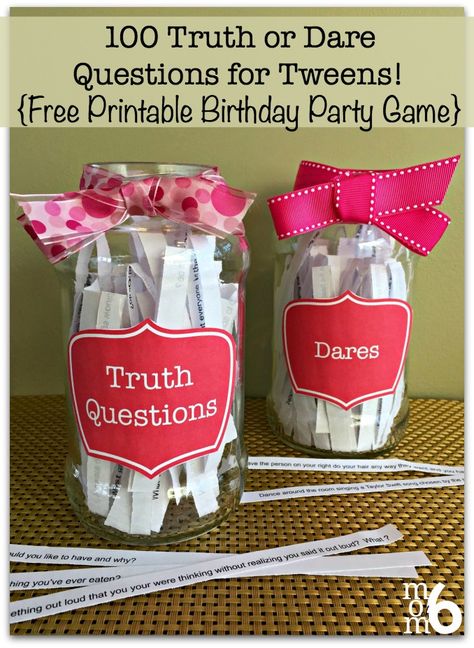 If you are hosting a tween birthday party in the near future: Here are 100 Truth or Dare Questions for Tweens! Tween Party Games, Birthday Games, Slumber Party Games, Tween Parties, Tween Birthday Party, Birthday Party Games, Tween Birthday, 13th Birthday Parties, Fun Sleepover Ideas
