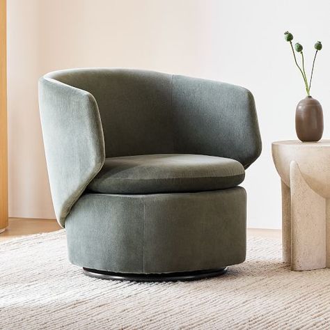 Swivel Chair Chairs | West Elm West Elm, Art Deco, Design, Swivel Armchair, Swivel Chair, Drum Chair, Modern Swivel Chair, Leather Swivel Chair, Metal Chairs