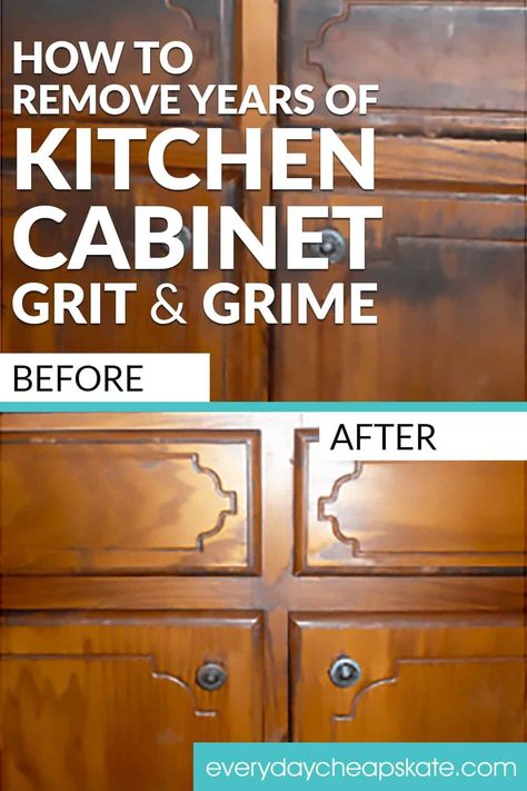 Upcycling, Diy, How To Clean Kitchen Cabinets, Cleaning Wood Cabinets, Wood Cabinet Cleaner, Cleaning Cabinets, Stain Kitchen Cabinets, Cabinet Cleaner, Clean Kitchen Cabinets