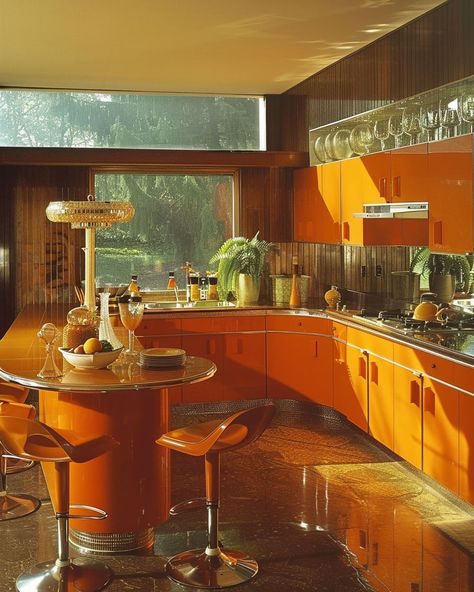 Classic 70s kitchen with linoleum flooring in bright patterns Retro, Decoration, Design, Modern, Inspo, Haus, Deko, Interieur, Interior Architecture Design