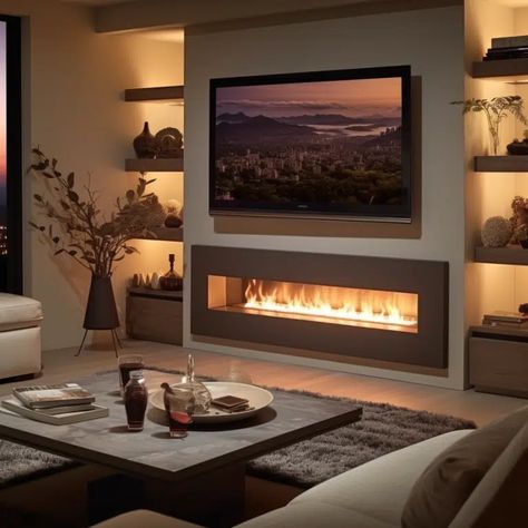 20 Electric Fireplace Ideas with TV Above - HearthandPetals House Design, Design, Modern, Ev Düzenleme Fikirleri, Dekoration, Interieur, House, House Interior, Inredning