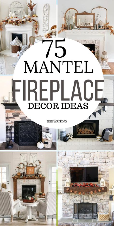 Interior, Home Décor, Decoration, Design, Inspiration, Decorating Fireplace Mantels, Fall Fireplace Mantel Decor, Fall Fireplace Mantel, Fireplace Mantel Decor