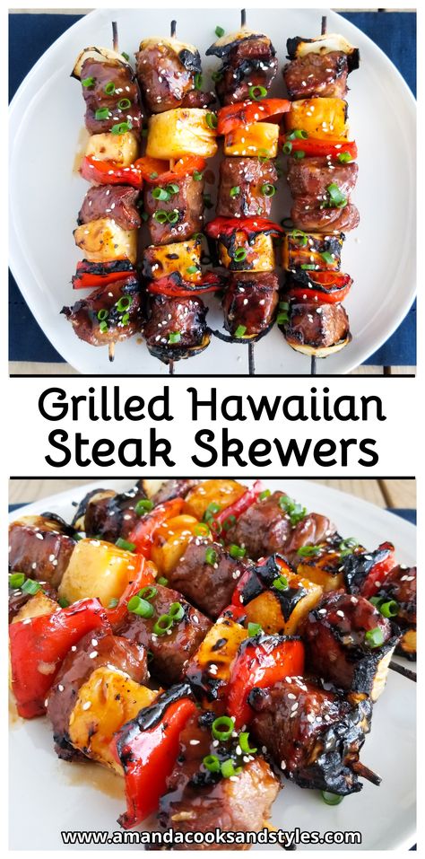 Grilled Skewers, Grilled Kabob Recipes, Grilled Steak Recipes, Grilled Meat, Steak Skewers, Steak Skewers Recipe, Beef Skewers Grill, Grilled Dinner, Grilled Peppers