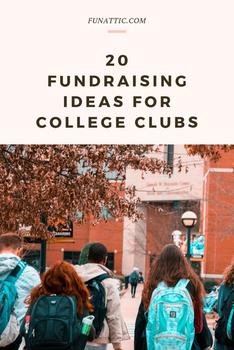 Are you looking for some fundraising ideas for college clubs? Well, you have come to the right place to find just that! In this article, you will find a list of 20 fundraising ideas for your college club. Be inspired! #FundraisingIdeasForCollegeClubsMoney #FundraisingIdeasForCollegeClubsSchools College Fundraisers, College Club Activities, College Fundraising Ideas, College Fundraising, Fundraising Ideas College, Fundraising Ideas For Clubs, College Fun, Club Fundraising Ideas, College Event Ideas