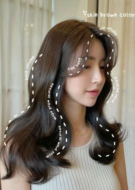 Korean perm hairstyle: long layers and waves Hair Care Tips, Hair Beauty, Korean Long Hair, Rambut Dan Kecantikan, Korean Wavy Hair, Gaya Rambut, Haar, Hair Looks, Styl