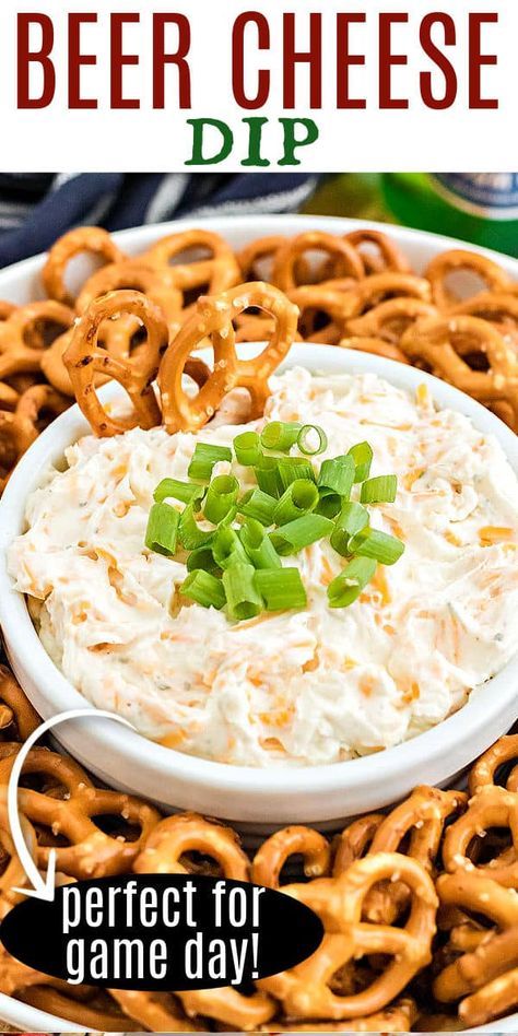 Beer Cheese Dip is a 5 minute recipe with just 4 ingredients. Creamy and zesty with a light beer flavor, it's a perfect pub-style cheese dip for a party! Dips, Apps, Snacks, Desserts, Ideas, Sauces, Pretzel, Beer Cheese Dip Recipe, Beer Cheese Dip