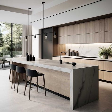 Experience Elegance in Everyday Living with Trendy Kitchen Design Ideas • 333+ Images • [ArtFacade] Interior, Contemporary Kitchen Designs, Contemporary Kitchen Design, Modern Contemporary Kitchen Design, Modern Minimalist Kitchen, Contemporary Kitchen Design Luxury, Contemporary Kitchen Design Open Concept, Contemporary Kitchen Island, Modern Kitchen Interiors