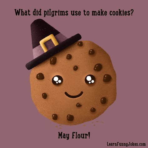 Take a bite out of this funny Thanksgiving joke. Download this joke as a free funny Zoom background for Thanksgiving. Download Thanksgiving jokes you may also like What did pilgrims use to make cookies? May Flour! Why do pilgrims’ pants always fall down? They wear their belt buckle on their hat! What do you a call the age of a pilgrim? Pilgrimage! What sound does a turkey's phone make? Wing! Wing! What kind of music did the pilgrims listen to? Plymouth Rock! What should you wear to Th Humour, Jokers, Thanksgiving Puns, Thanksgiving Jokes, Funny Thanksgiving, Funny Halloween Jokes, Turkey Jokes Humor, Turkey Jokes, Halloween Jokes