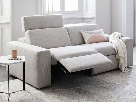 A splurge-worthy reclining sofa that (with just the push of a button) turns your afternoon cat nap into one of pure luxury. Why nap in your bed when your sofa is significantly more comfortable, am I right? 20 Sofas For Anyone Who Doesn't Have A Lot Of Space Ikea, Sofa Bed For Small Spaces, Comfy Sofa Bed, Sofa Bed, Comfortable Sofa, Sofas For Small Spaces, Modern Recliner Sofa, Small Sofa, Comfy Sofa