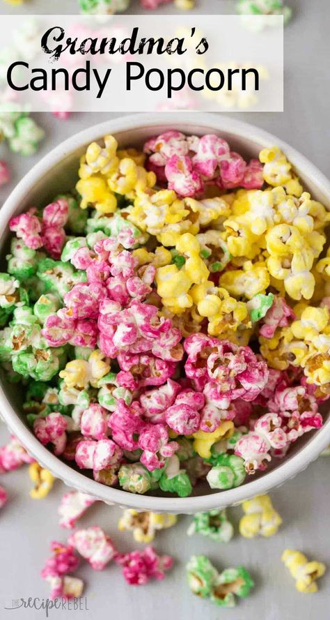 Desserts, Popcorn, Mini Desserts, Candy Popcorn Recipe, Popcorn Treats, Candy Popcorn, Popcorn Balls, Popcorn Snacks, Candies