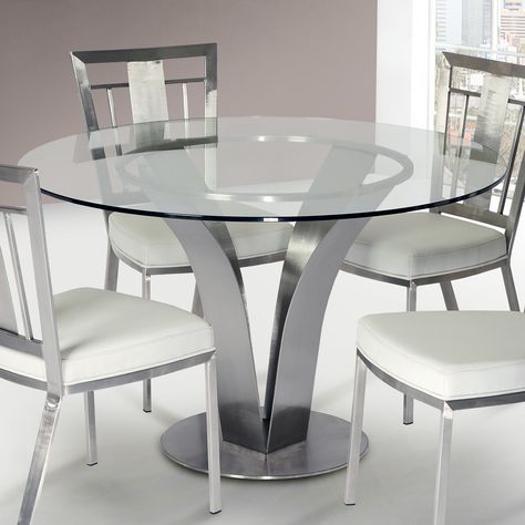 Cleo Dining Table Glass Dining Table, Contemporary Dining Table, Dining Table Top, Round Dining Table, Modern Dining Table, Contemporary Dining Chairs, Stainless Steel Table, Modern Table Base, Pedestal Table