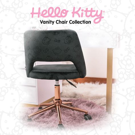 Stay seated, We're so excited to officially announce the Hello Kitty Vanity Chair Collection!!💖 🎀 Products, Dressing Table, Hello Kitty Collection, Vanity, Hollywood Vanity Mirror, Chair, Collection, Makeup Lover, Hello