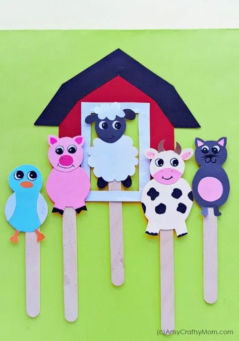 Put on your very own puppet show with these adorable Printable Farm Animal Puppets!! Download, print, assemble and get ready to have some farm-theme fun! Origami, Animaux, Animais, Dieren, Bunga, Kunst, Knutselen, Sanat, Kinder