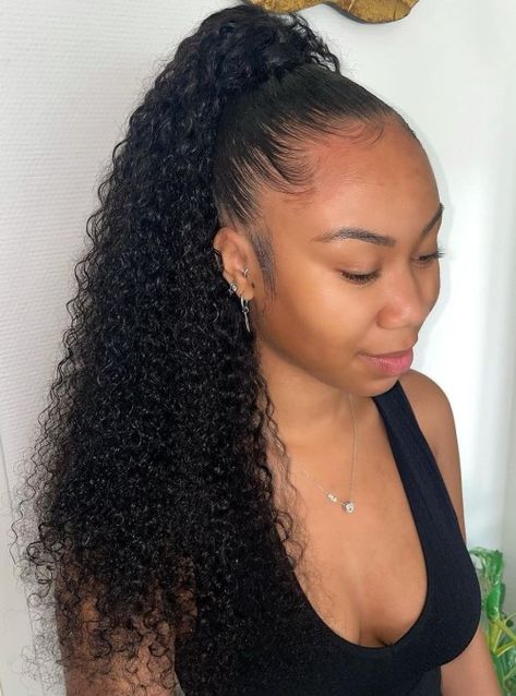 Curly Ponytail Weave Hairstyle Braided Hairstyles, Ponytail Hairstyles, Ponytail With Curls, Curly Ponytail Weave, Curled Ponytail, Curly Ponytail Hairstyles, Weave Hairstyles, Weave Bob Hairstyles, Curly Ponytail