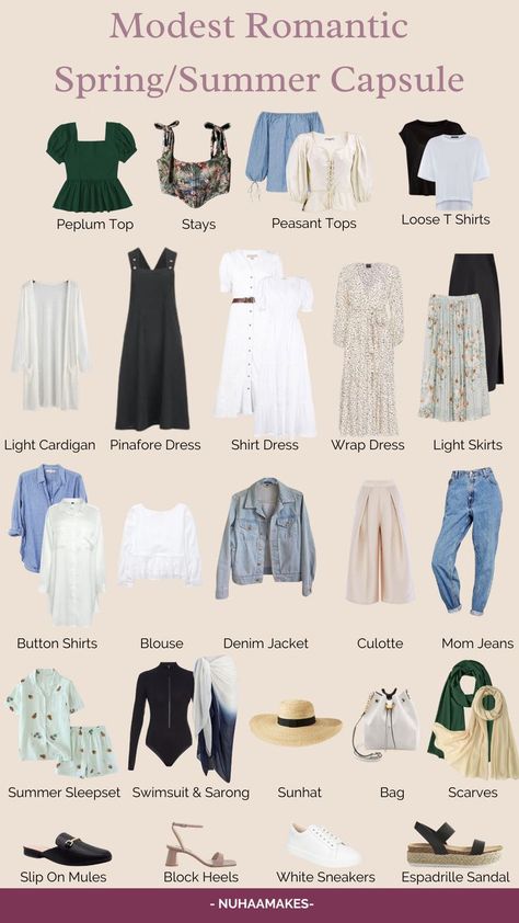 A light pink backdrop with various items of summery and spring clothing items, each labelled Outfits, Outfit, Model, Giyim, Moda, Cute Outfits, Vestidos, Fashion Outfits, Pretty Outfits