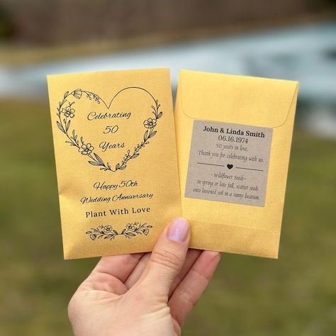 50th Wedding Anniversary Favors Sunflower or Wildflower, GOLD Shimmer Seed Packets SEEDS Included Winter Wedding, Christmas Wedding - Etsy Winter, Party Favours, 50th Wedding Anniversary Favors, 50th Anniversary Party Favors, Wedding Anniversary Favors, Seed Packets Favors, Anniversary Party Favors, Coin Envelopes, 50th Wedding Anniversary Party