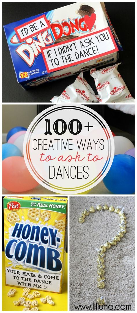 100+ Creative Ways to ask to Dances - a MUST-SEE list on { lilluna.com } Dance, Prom, Invitations, Asking To Homecoming, Asking To Prom, Homecoming Proposal, Dance Proposal, Homecoming Dance, High School Dance