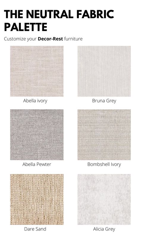 Neutral fabric selection with 6 colours ranging from beige to light grey. Interior, Gray Fabric Couch, Beige Fabric Sofa, Neutral Color Sofa, Sofa Colors, Grey Linen Sofa, Neutral Couch, Beige Sofa, Neutral Sofa