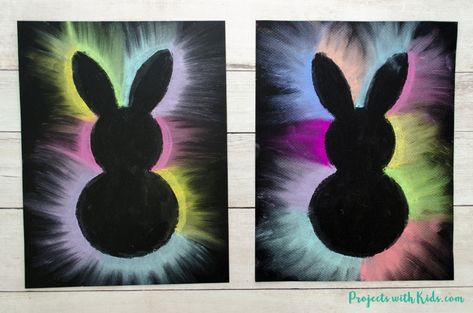 This bunny art project is adorable and so fun for kids to make! Kids will love using this easy chalk pastel technique to create this brightly colored Easter craft. Free bunny template included. Pre K, Diy, Pastel, Easter Art Project, Easter Art, Kids Art Projects, Bunny Art Projects, Spring Crafts For Kids, Spring Art