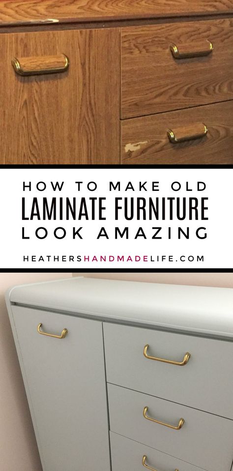 Furniture Makeover, Diy, Upcycling, Ideas, Refinishing Laminate Furniture, Painting Laminate Dresser, Laminate Cabinets, Laminate Furniture, Painting Laminate Furniture