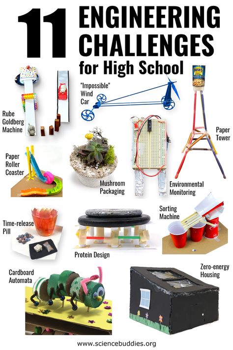 11 Engineering Challenges for High School | Science Buddies Blog High School, Engineering Science Fair Projects, High School Engineering Projects, Engineering Challenges, Physical Science High School, Engineering Activities, Engineering Projects, Engineering Challenge, High School Engineering