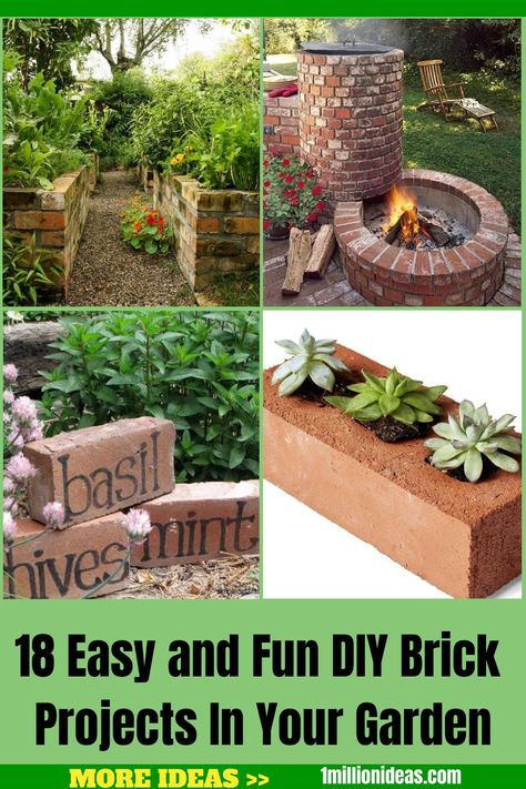 18 Easy and Fun DIY Brick Projects In Your Garden Raised Garden Beds, Diy, Garden Landscaping, Diy Garden Projects, Diy Yard Decor, Diy Yard, Bricks Diy, Brick Planter, Brick Projects