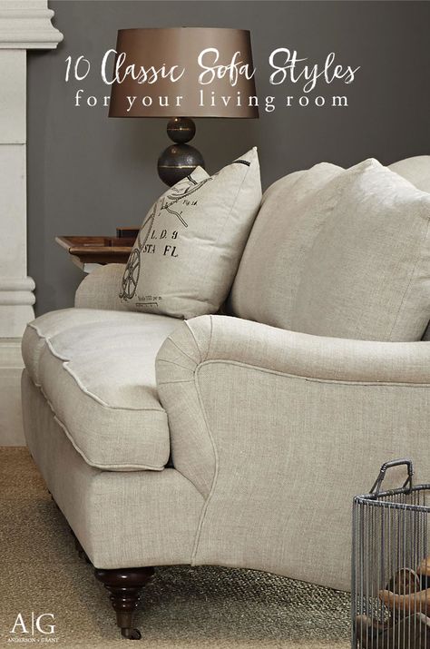 Overwhelmed when trying to find the perfect sofa for your living room?  Check out this post with 10 Classic Sofas that will never go out of style.  |  www.andersonandgrant.com Sofa Styling, Classic Sofa Designs, Classic Living Room Furniture, Living Room Sofa Design, Timeless Sofa, Couch Styling, Living Room Sofa, Rolled Arm Sofa, Sofa Design