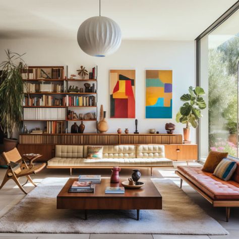 Midcentury Modern Living Rooms That Bring Back the Classic Charm Danish Modern, Interior, Midcentury Modern Living Room Decor, Mid Century Eclectic Living Room, Mid Century Living Room 1950s, Mid Century Eclectic Decor, Mid Century Modern Living Room, Retro Modern Living Room, Midcentury Modern Living Room