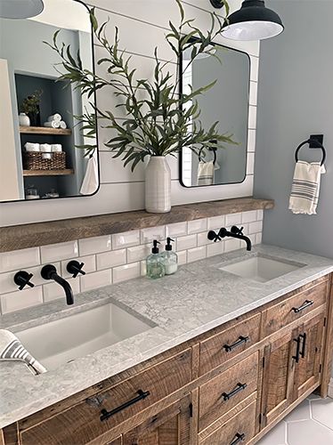 Modern Farmhouse, Dressing Table, Guest Bathroom Remodel, Bathroom And Laundry Room Combo, Half Bath Remodel Ideas, Small Guest Bathroom Ideas, Bathroom Remodel Idea, Bathroom Remodel Designs, Bathroom Remodel Master