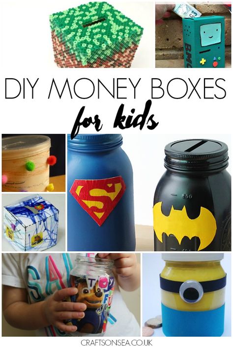DIY money box ideas for kids Diy, Upcycling, Crafts, Diy Box Crafts, Kids Money Box, Money Box Diy, Money Saving Box, Diy Box, Craft Box