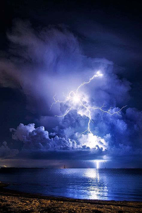 Lightning strikes over Clearwater, Florida - USA Iphone, Night Skies, Sky, Nature, Sky Aesthetic, Purple Lightning, Sky Photography, Beautiful Sky, Wallpaper Backgrounds