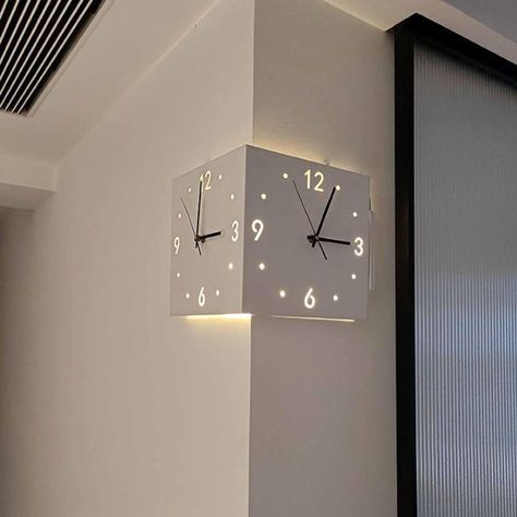 Home, Home Décor, Interior, Wall Clock Display, Wall Lamp, Corner Wall, Wall Clock, Room Corner, Bedroom Wall Clock