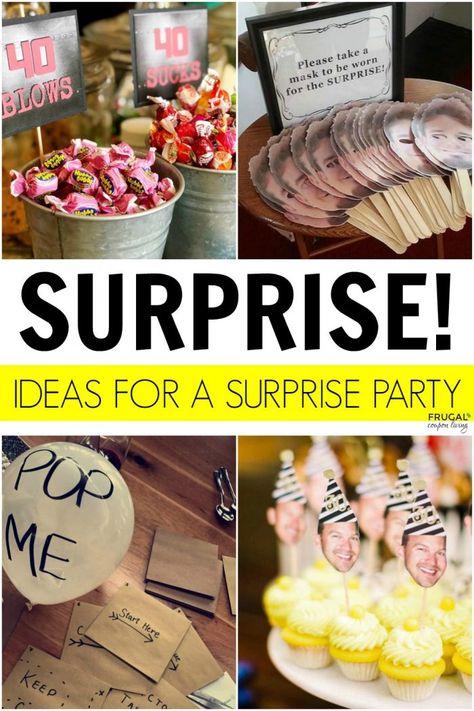 Surprise Birthday Party Hacks and Ideas - Shhh, Don't Blow It. Secretly Planned Party Tips for a Guest of Honor and the Host. #FrugalCouponLiving #SurpriseParty #SurpriseBirthdayParty #Surprise #Birthday #birthdayparty #partyideas #partytips #partyhacks #birthdayideas #birthdaytips #birthdayhacks #hostess #surprisebirthday Adult Surprise Birthday Party, Surprise Party Themes, Surprise 50th Birthday Party, Surprise Party, Birthday Surprise Party, Suprise Party, Suprise Birthday Party, Adult Birthday Party, Surprise Birthday