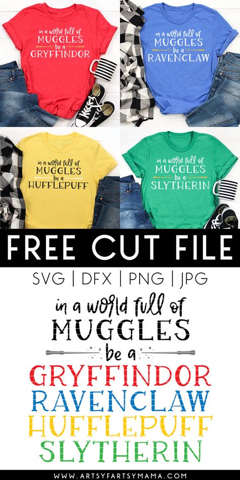 Harry Potter Hogwarts House Shirts + Free Cut Files | artsy-fartsy mama